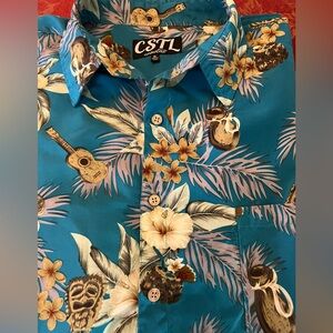 Men’s Coastal Short Sleeved Tropical Print Hawiian shirt XL
